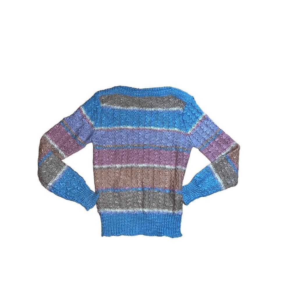 Vintage Skiva Pastel Striped Long Sleeve Acrylic Sweater  Women size Large